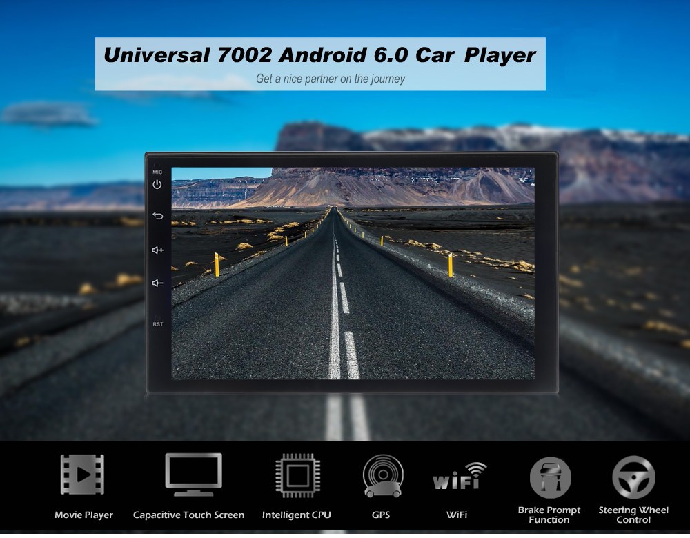 Universal 7002 Android 6.0 Bluetooth FM Radio RDS GPS Car Multimedia Player 7 inch TFT Capacitive Touch Screen